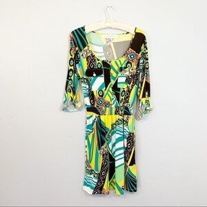 Tracy Negoshian Bright Geometric Print Dress